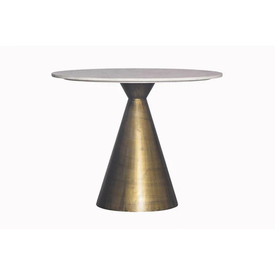 Masa dining alba gold din marmura 100 cm Elegancia