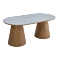 Masa dining alba maro cu aspect de marmura 200 cm Elvas