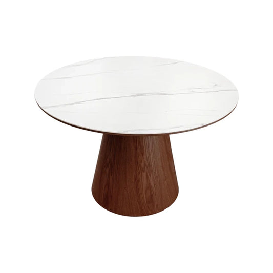 Masa dining maro inchis cu blat alb 120 Unique
