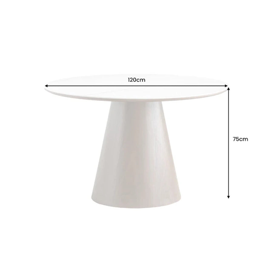 Masa dining maro inchis cu blat alb 120 Unique