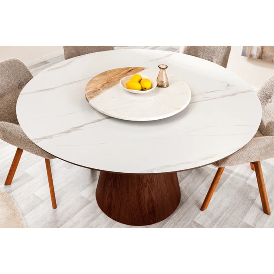 Masa dining maro inchis cu blat alb 120 Unique