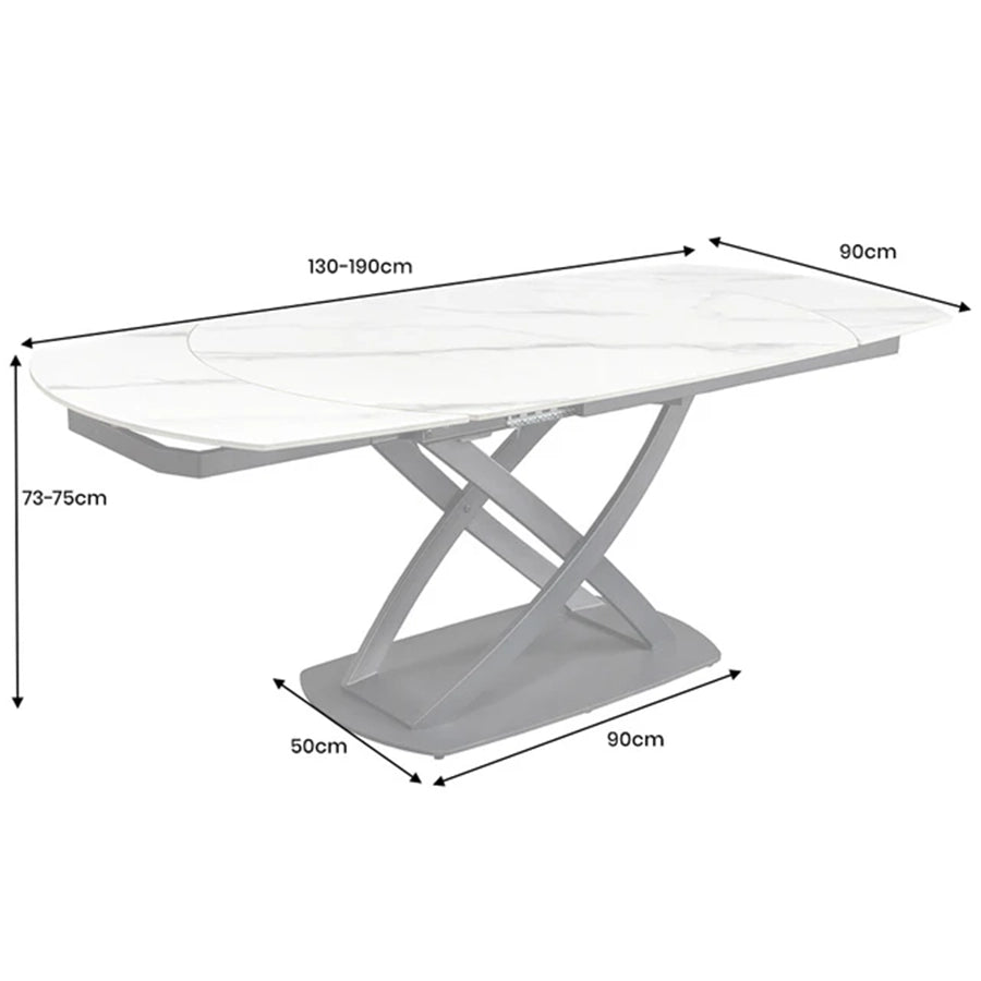 Masa dining extensibila alba 130-190 Inception