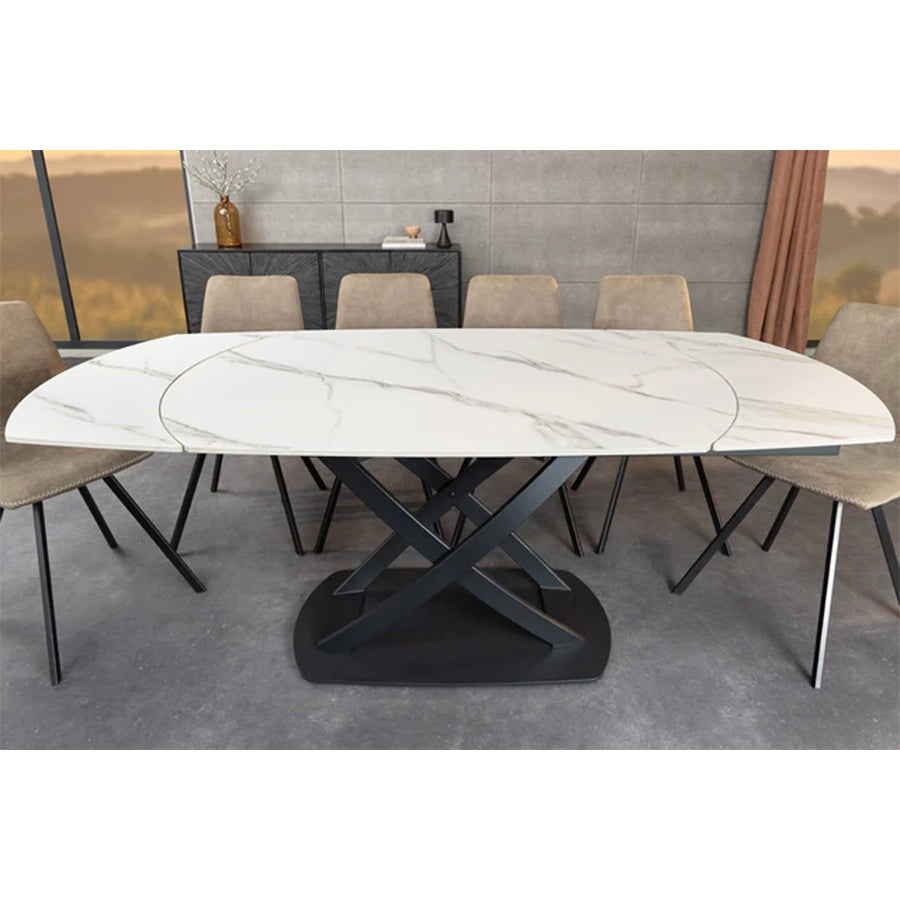 Masa dining extensibila alba 130-190 Inception
