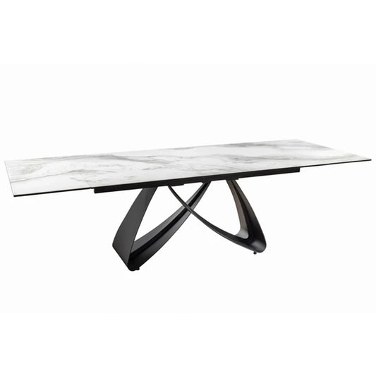 Masa dining extensibila gri alba din ceramica Infinity