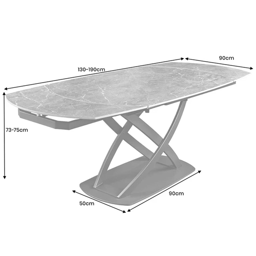 Masa dining extensibila gri antracit 130-190 Inception