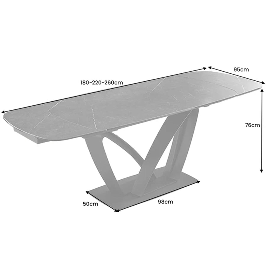Masa dining extensibila gri grafit din ceramica Papillon