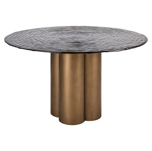 Masa dining gold din fier si sticla 135 cm Glastone