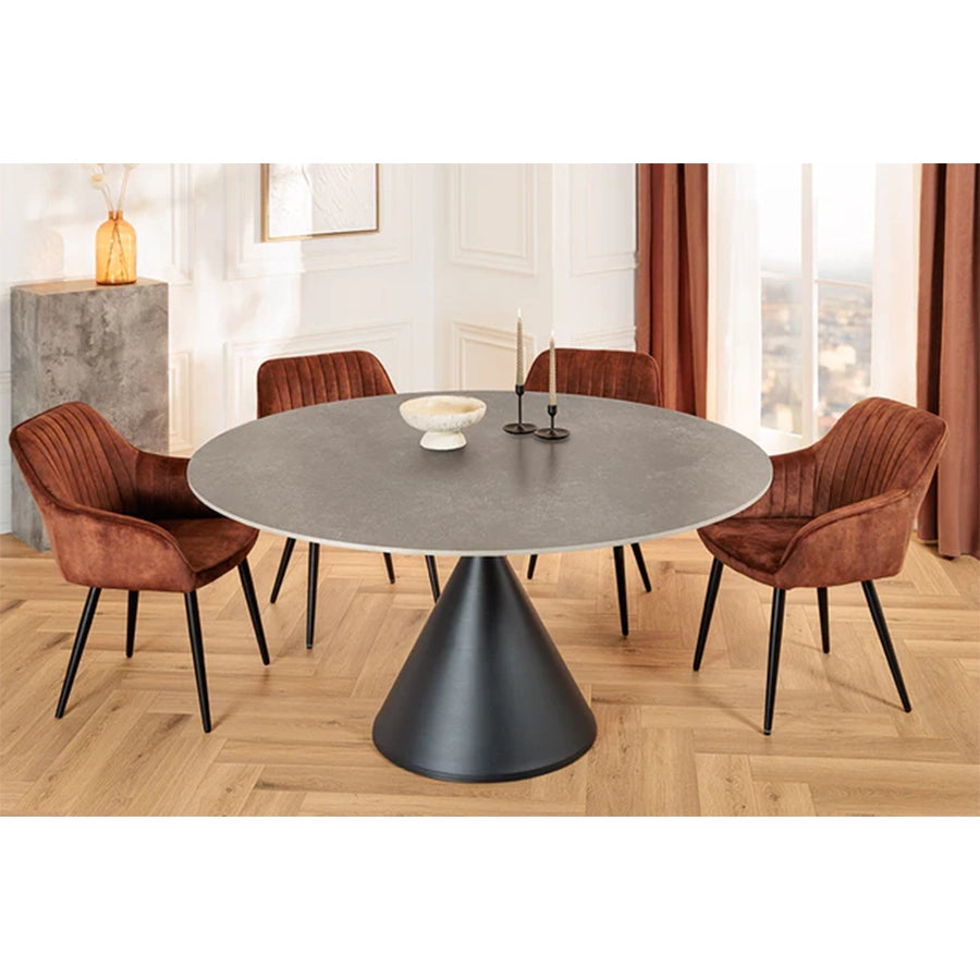 Masa dining gri din ceramica 135 cm Signature