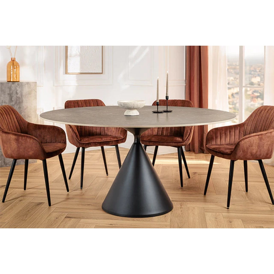 Masa dining gri din ceramica 135 cm Signature