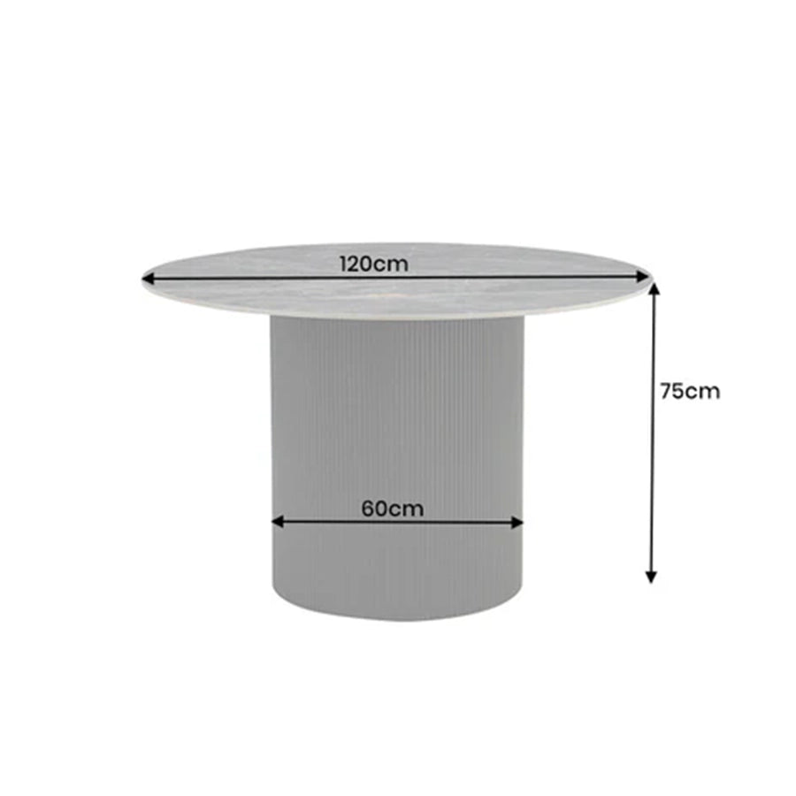 Masa dining gri din lemn si ceramica 120 Unique