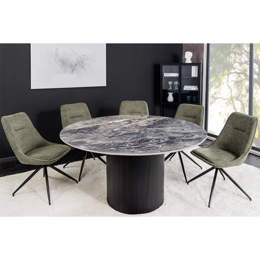Masa dining gri din lemn si ceramica 120 Unique