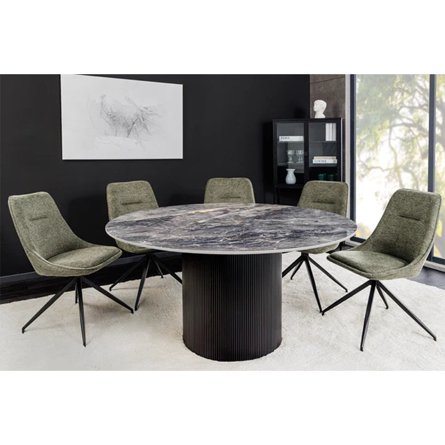 Masa dining gri din lemn si ceramica 120 Unique
