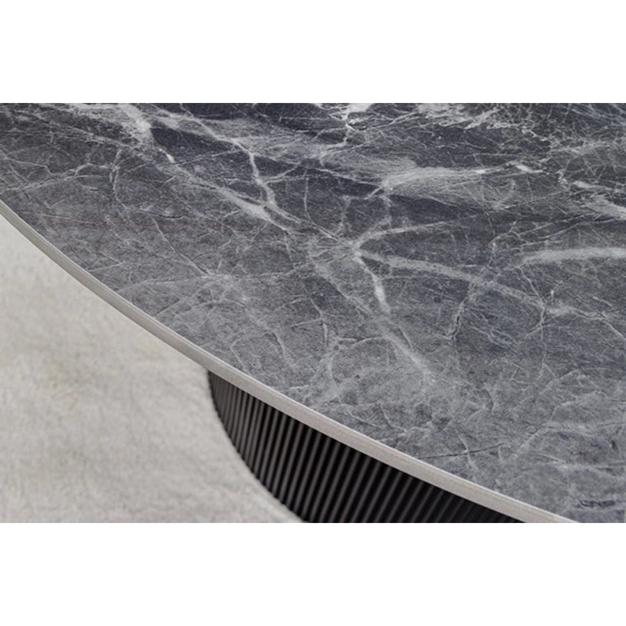 Masa dining gri din lemn si ceramica 120 Unique