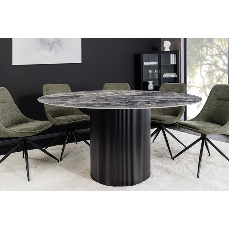 Masa dining gri din lemn si ceramica 120 Unique