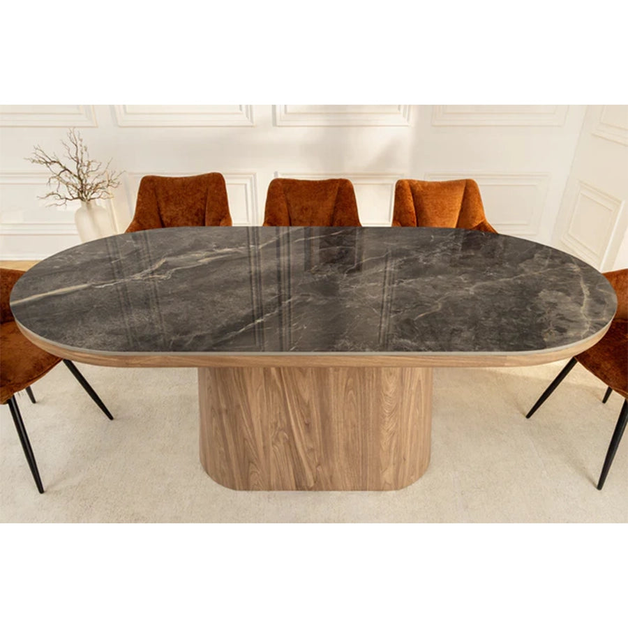 Masa dining gri maro din lemn 200 cm Unique