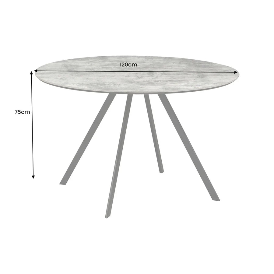 Masa dining gri stone rotunda 120 cm Atelier