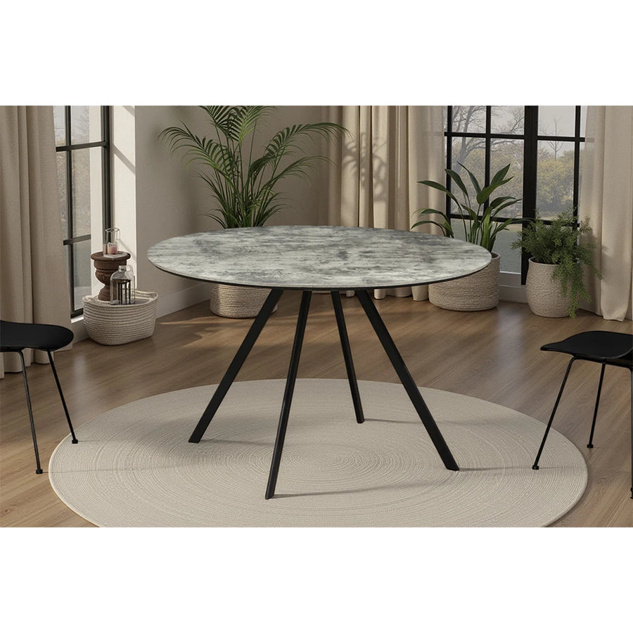 Masa dining gri stone rotunda 120 cm Atelier