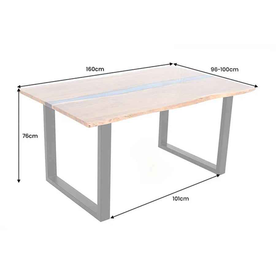 Masa dining maro albastra din lemn 160 cm Liquid