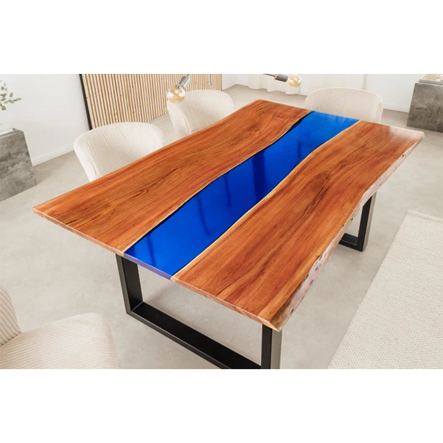 Masa dining maro albastra din lemn 160 cm Liquid
