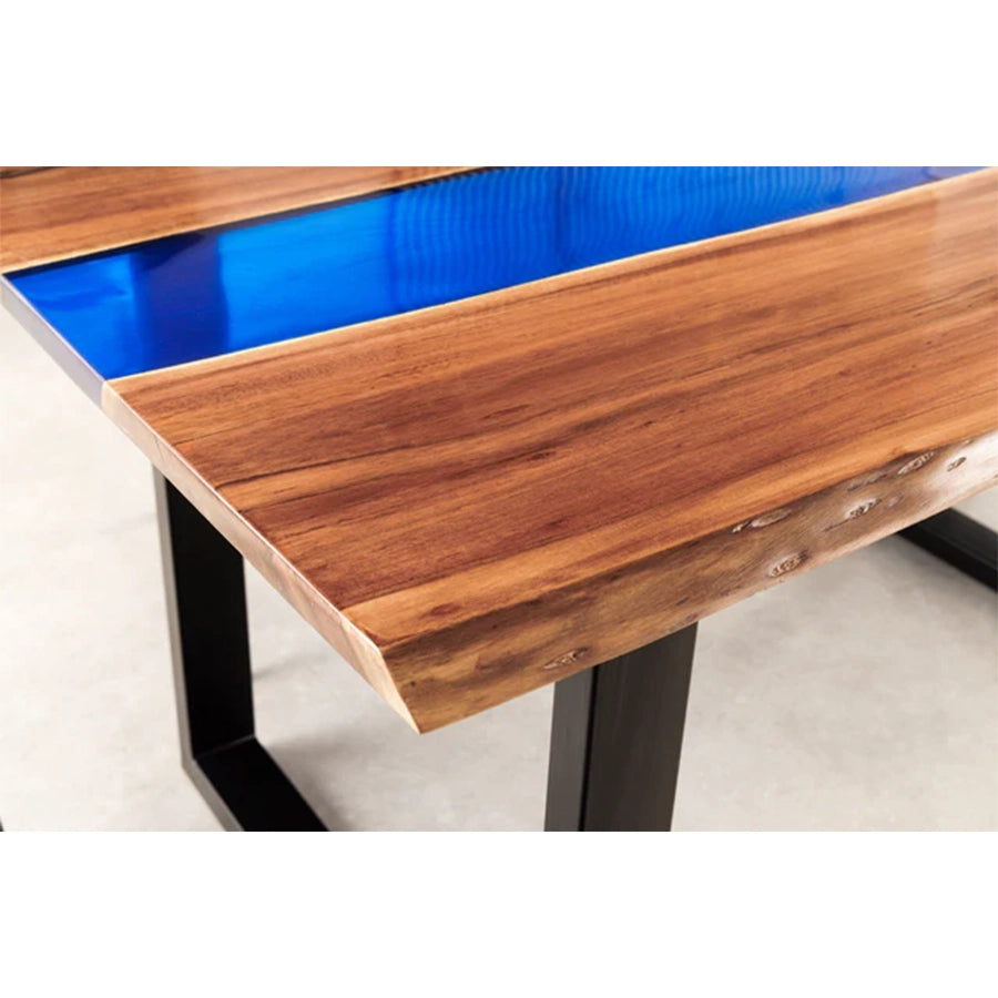 Masa dining maro albastra din lemn 160 cm Liquid