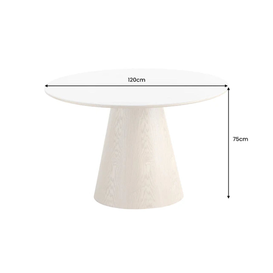 Masa dining maro deschis cu blat alb 120 Unique
