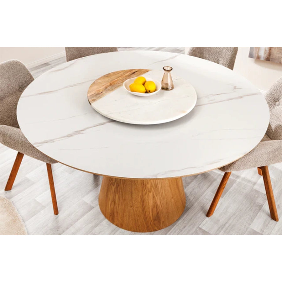 Masa dining maro deschis cu blat alb 120 Unique