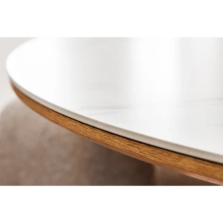 Masa dining maro deschis cu blat alb 120 Unique