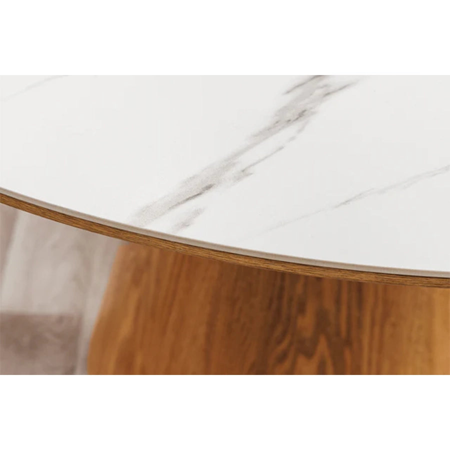 Masa dining maro deschis cu blat alb 120 Unique
