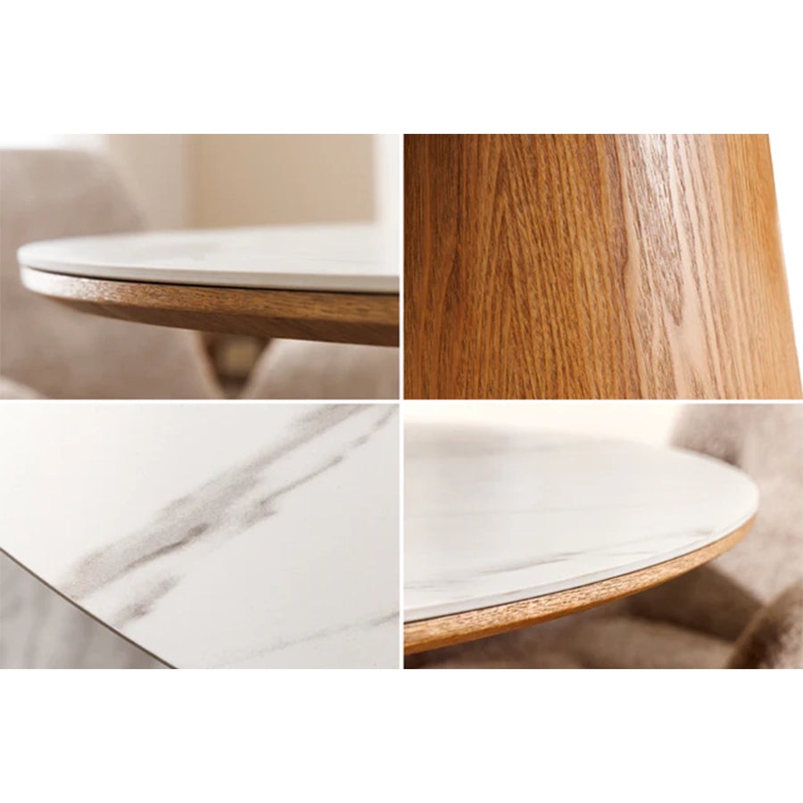 Masa dining maro deschis cu blat alb 120 Unique