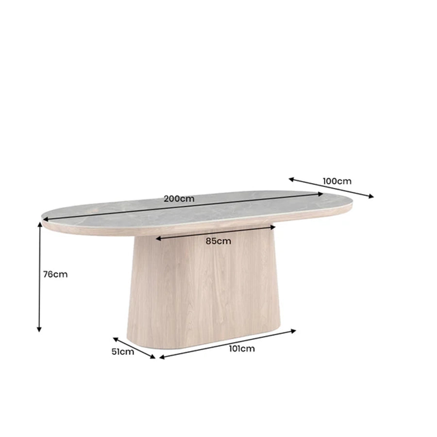Masa dining maro deschis din lemn 200 cm Unique