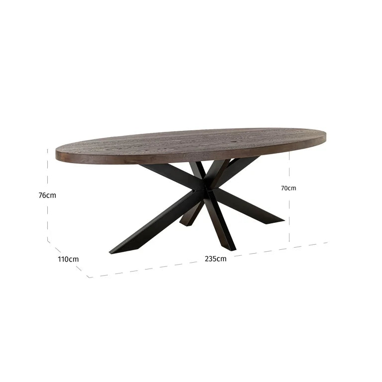 Masa dining maro inchis din lemn 235 cm Watson