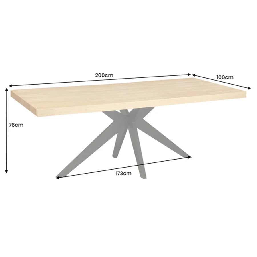 Masa dining maro natur din lemn 200 cm Zeus