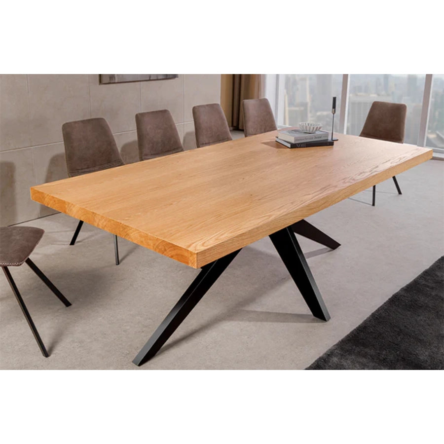 Masa dining maro natur din lemn 200 cm Zeus