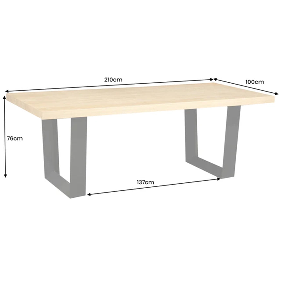 Masa dining maro natur din lemn 210 cm Zeus