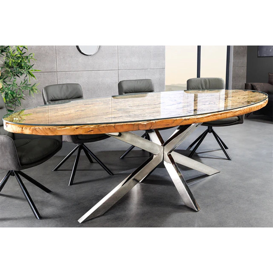 Masa dining maro ovala din lemn 220 cm Barracuda