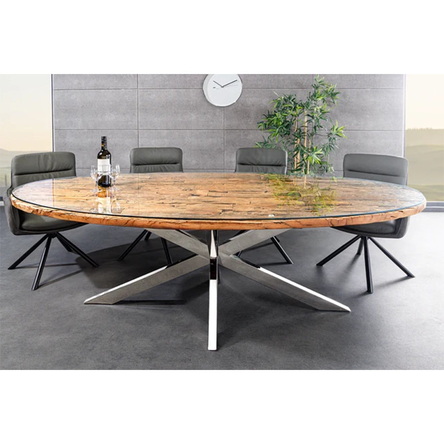 Masa dining maro ovala din lemn 220 cm Barracuda