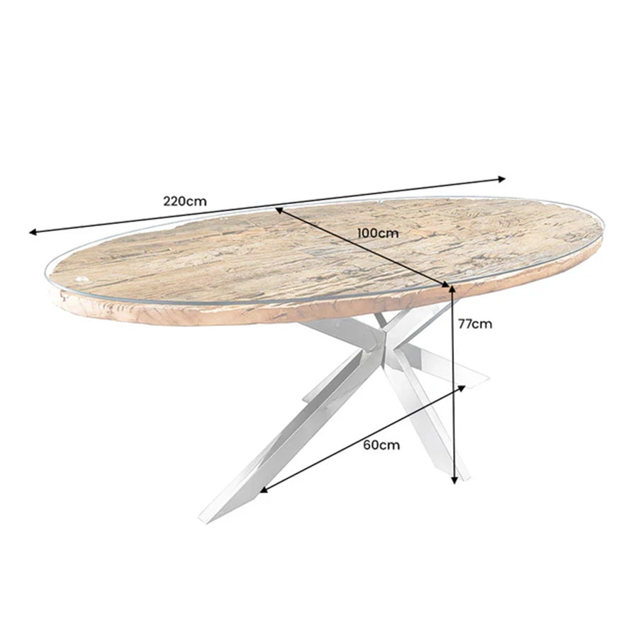 Masa dining maro ovala din lemn 220 cm Barracuda