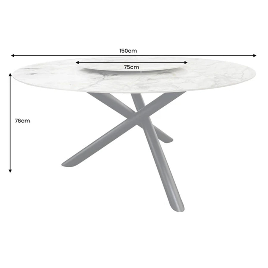 Masa dining multicolora cu platou detasabil 150 cm Spin