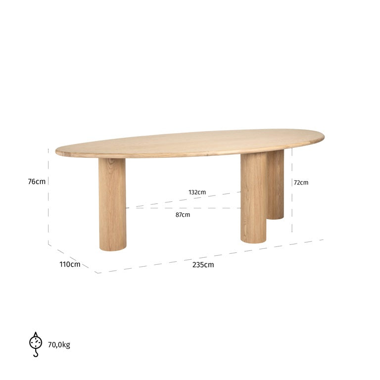 Masa dining natur din lemn 235 cm Oakley