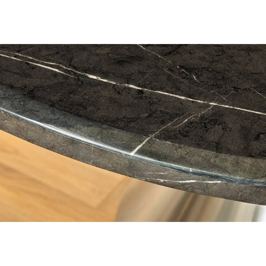 Masa dining neagra cu aspect de marmura Elegancia