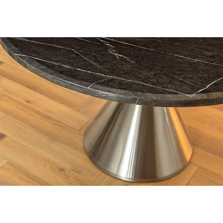 Masa dining neagra cu aspect de marmura Elegancia