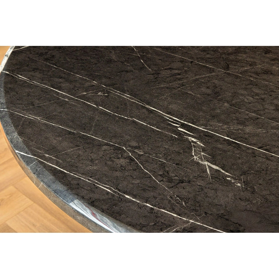 Masa dining neagra cu aspect de marmura Elegancia