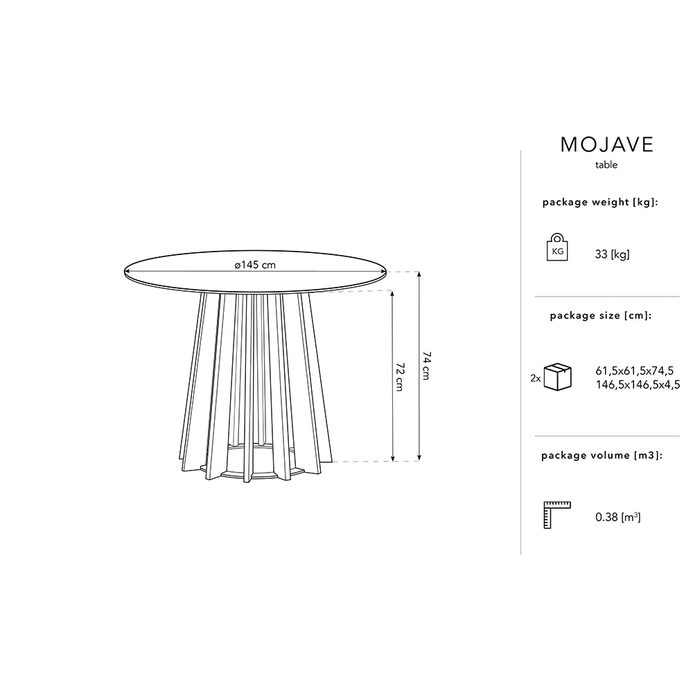 Masa dining neagra din lemn 145 Mojave