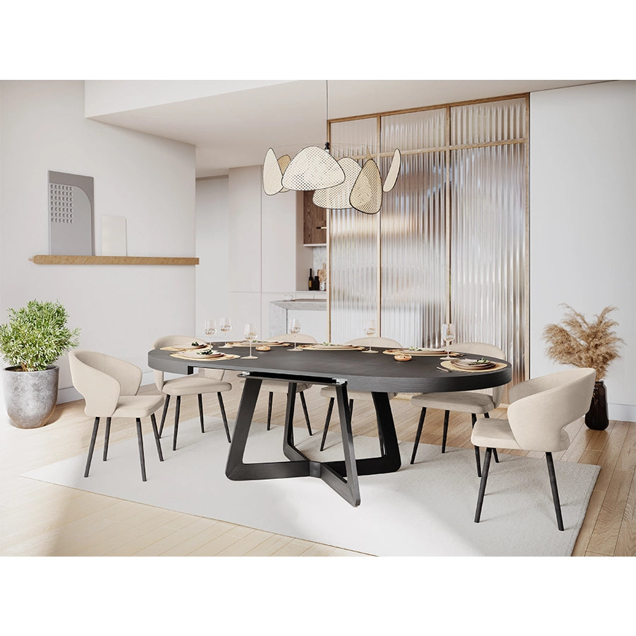 Masa dining neagra extensibila din lemn Dustin