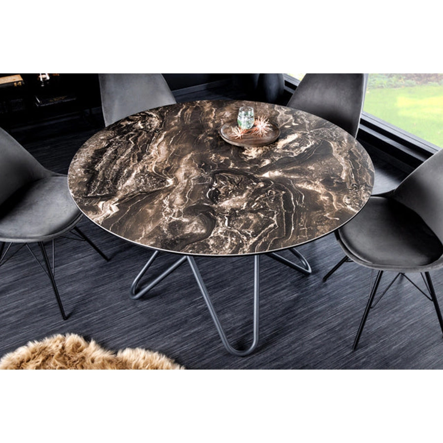 Masa dining rotunda grej din ceramica 120 cm Circular