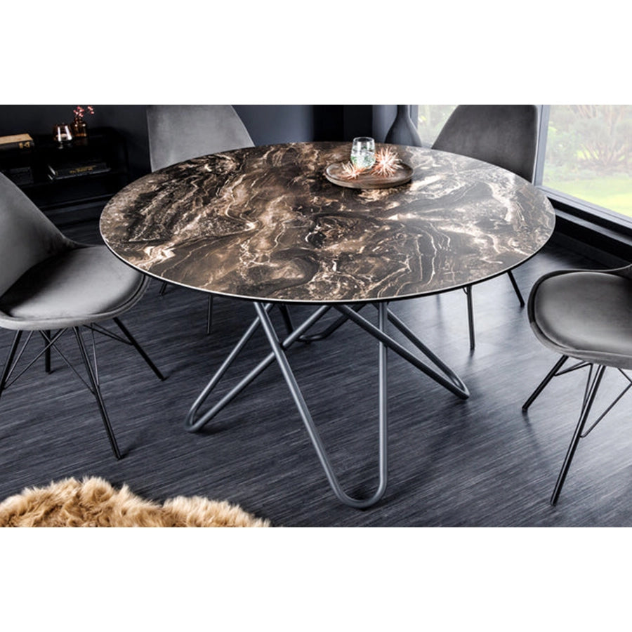 Masa dining rotunda grej din ceramica 120 cm Circular
