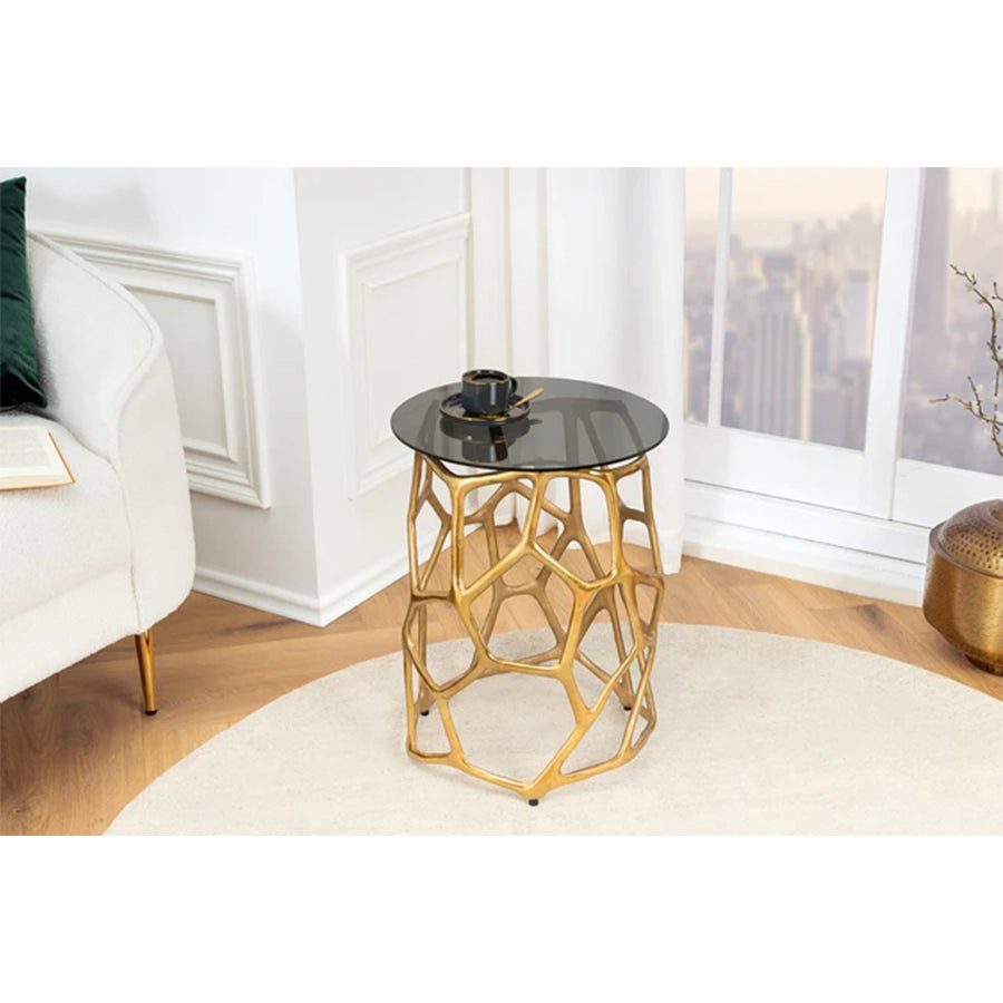 Masuta gold din aluminiu Liquid Geometrie