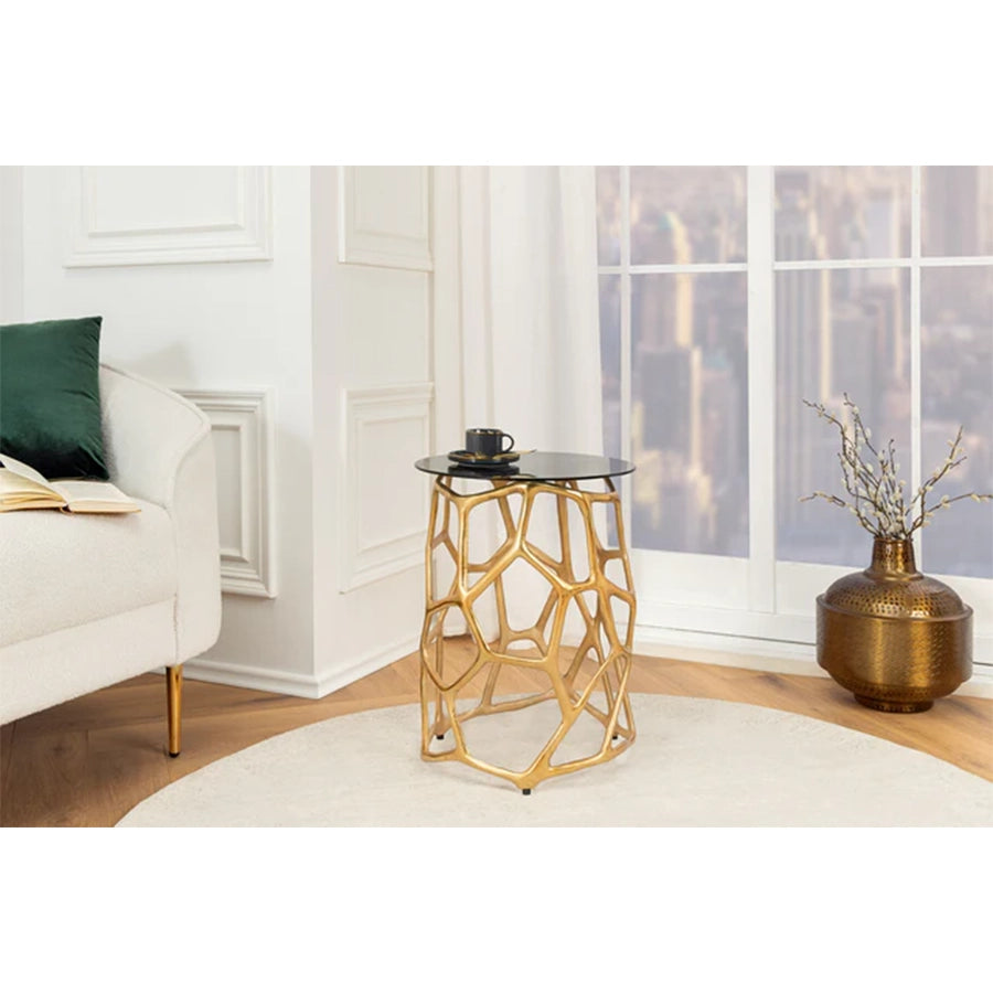 Masuta gold din aluminiu Liquid Geometrie