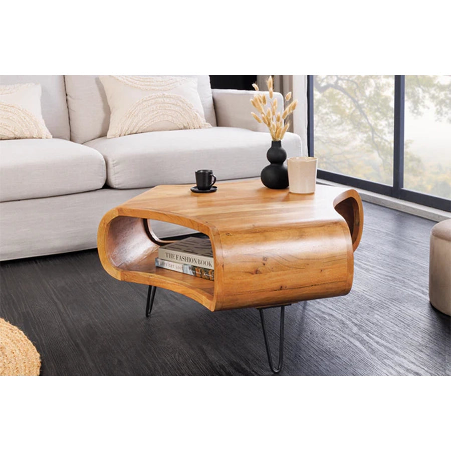 Masuta cafea maro din lemn 70 cm Organic