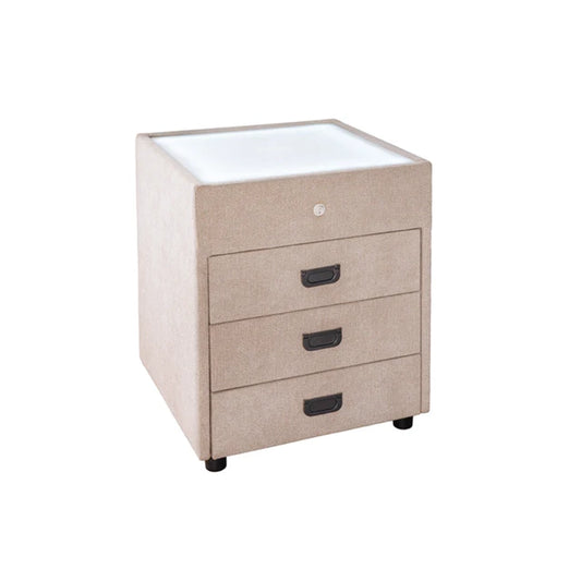 Noptiera bej din catifea cu Led Toulouse